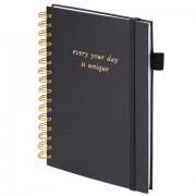 Бизнес-тетрадь на гребне А5 148х216 мм, BRAUBERG 'Calipso' под кожу, резинка, клетка, 80 л., черная, 116252