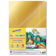 Цветная бумага А4 мелованная ВОЛШЕБНАЯ, 10 листов, 10 цветов, 200х280 мм, ЮНЛАНДИЯ 'ДОМИКИ', 116959