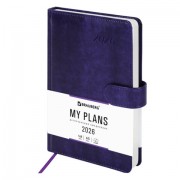 Ежедневник датированный 2026 А5 138x213 мм, BRAUBERG 'Legend', под кожу, застежка, фиолетовый, 117069