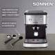 Кофеварка рожковая ручной капучинатор SONNEN CM8501, 1100 Вт, 1,5 л, 15 бар, черная/серебро, 456335