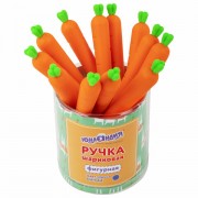 Ручка фигурная шариковая ЮНЛАНДИЯ 'Морковка', мягкий силиконовый корпус, СИНЯЯ, пишущий узел 0,7 мм, 143778