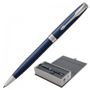 Ручка шариковая PARKER 'Sonnet Core Subtle Blue Lacquer CT', корпус синий глянцевый лак, палладиевые детали, черная, 1931536