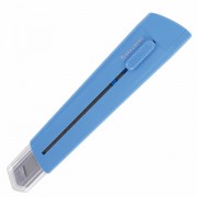 Нож канцелярский 18 мм BRAUBERG 'Delta', автофиксатор, цвет корпуса голубой, блистер, 237087