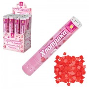 Хлопушка пневматическая 30 см 'Сердечки и лепестки', бумага, розовый/красный, ЗОЛОТАЯ СКАЗКА, 592458