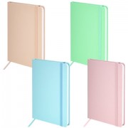 Блокнот А5 138x213 мм, BRAUBERG 'Basic', под кожу, 80 л., клетка, АССОРТИ 4 ЦВЕТА, PASTEL, 116230