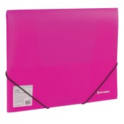 Папка на резинках BRAUBERG 'Neon', неоновая, розовая, до 300 листов, 0,5 мм, 227462