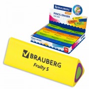 Ластик BRAUBERG 'Fruity S', 44х15х15 мм, цвет ассорти, треугольный, 228713