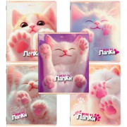 Тетради ДЭК А5 48 л. КОМПЛЕКТ 5 шт. BRAUBERG, скоба, клетка, SoftTouch, 'ЛАПКИ', 404946