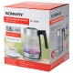 Чайник электрический с терморегулятором SONNEN KT-1809D, 1,8 л, 2200 Вт, 5 цветов подсветки, 5 температур, стекло текстура ромб, 455141