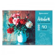 Альбом для рисования А4 40 л., скоба, выборочный лак, BRAUBERG, 202х285 мм, 'Цветы в вазе' (1 вид), 105100