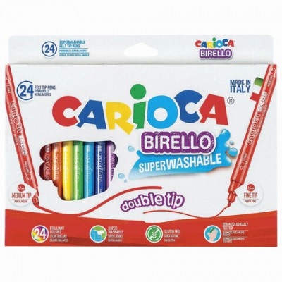 Фломастеры двухсторонние CARIOCA (Италия) 'Birello', 24 цвета, суперсмываемые, 41521