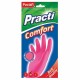 Перчатки МНОГОРАЗОВЫЕ латексные PACLAN 'Practi Comfort', хлопчатобумажное напыление, размер 7,5-8, M (средний), розовые, вес 62 г, 407651