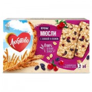 Печенье злаковое ЛЮБЯТОВО 'Мюсли' с клюквой и изюмом, 120 г, 7200033000_2600