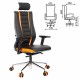 Кресло компьютерное МЕТТА 'ErgoLife' 10 B2-160D, 2D-подголовник, экокожа/сетка, черное/оранжевое