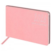 Еженедельник датированный 2026 МАЛЫЙ ФОРМАТ 105х160 мм, А6, BRAUBERG 'Blaze', фольга, розовый, 117215