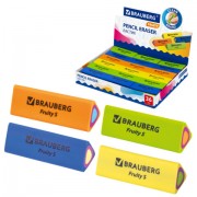 Ластик BRAUBERG 'Fruity S', 44х15х15 мм, цвет ассорти, треугольный, 228713