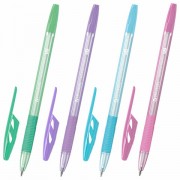 Ручки шариковые с грипом BRAUBERG 'ULTRA GT PASTEL', НАБОР 4 ШТУКИ, СИНИЕ, узел 0,7 мм, линия 0,35 мм, 144533