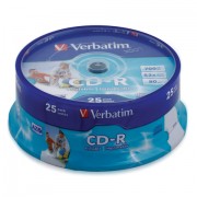 Диск CD-R VERBATIM 700 Mb 52x Cake Box (упаковка на шпиле), КОМПЛЕКТ 25 шт.
