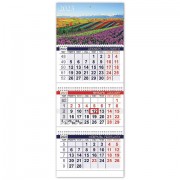 Календарь квартальный с бегунком 2023 г., 3 блока, 3 гребня, ОФИС, 'Цветущие долины', HATBER, 3Кв3гр3_27059