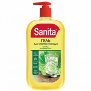 Гель для мытья посуды 900г SANITA 'Огурец и лемонграсс', дозатор, 27863