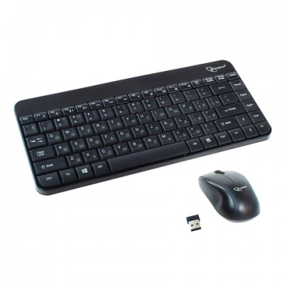 Набор беспроводной GEMBIRD KBS-7004, клавиатура, 12 дополнительных клавиш, мышь 3 кнопки + 1 колесо, черный