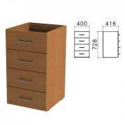 Тумба (каркас БЕЗ КРЫШКИ) приставная 'Монолит', 400х416х728 мм, 4 ящика, орех гварнери, ТМ05.3