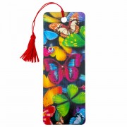 Закладка для книг с линейкой 3D-ОБЪЕМНАЯ BRAUBERG, 'Бабочки', с декоративным шнурком, 125748