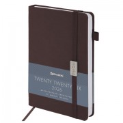 Ежедневник датированный 2026, А5, 138x213 мм, BRAUBERG 'Control', под кожу, держатель для ручки, коричневый, 117122