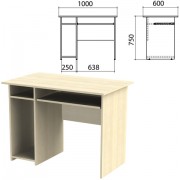 Стол компьютерный 'Канц', 1000х600х750 мм, с тумбой, цвет дуб молочный (КОМПЛЕКТ)