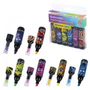 Набор текстовыделителей 6 НЕОНОВЫХ ЦВЕТОВ, кросс-серия МОНСТРИКИ, линия 1-5 мм, BRAUBERG, 152621