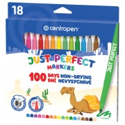 Фломастеры 18 ЦВЕТОВ CENTROPEN 'Just Perfect', смываемые, устойчивы к высыханию, 2510/18KK, 725101801