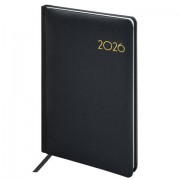 Еженедельник датированный 2026, А5, 145х215 мм, BRAUBERG 'Select', балакрон, черный, 117182