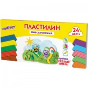 Пластилин классический ЮНЛАНДИЯ 'ВЕСЁЛЫЙ ШМЕЛЬ', 24 цвета, 480 грамм, стек, ВЫСШЕЕ КАЧЕСТВО, 106433