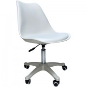 Кресло стул BRABIX 'Eames MG-310 PL', пластик белый, экокожа белая, 532926