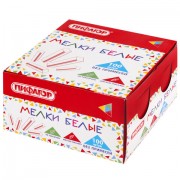 Мел белый БЕЗ ПРИМЕСЕЙ квадратный 100 штук, мягкое письмо, ПИФАГОР, картонная упаковка, 274123