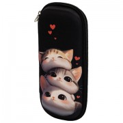 Пенал ЮНЛАНДИЯ, 1 отделение, карман, полиэстер / EVA, 22х10х5 см, 'Fluffy cats', 274556