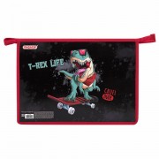Папка для тетрадей ПИФАГОР А4, 1 отделение, картон/пластик, на молнии, 'T-Rex Life', 271439
