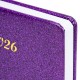 Ежедневник датированный 2026 А5 138x213 мм BRAUBERG Sparkle, под кожу, блестки, фиолетовый, 117438