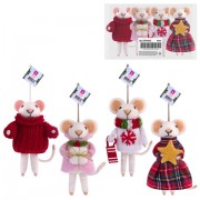 Украшение ёлочное (1 шт.) 'Мышка', 6х5х13 см, фетр, хлопок, ассорти 4 дизайна, ЗОЛОТАЯ СКАЗКА, 592422