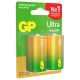 Батарейки КОМПЛЕКТ 2 шт., GP Ultra G-Tech, D (LR20, 13А), алкалиновые, блистер, 13AU-CR2