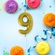 Свеча-цифра для торта '9' золотая с глиттером, 6 см, ЗОЛОТАЯ СКАЗКА, на шпажке, в блистере, 591422