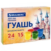 Гуашь BRAUBERG 'ЗАМОК' 24 цвета по 15 мл, 192686