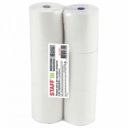 Чековая лента ТЕРМОБУМАГА 80 мм (диаметр 65 мм, длина 50 м, втулка 12 мм), КОМПЛЕКТ 6 шт., 44 г/м2, STAFF, 111954