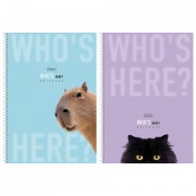 Тетрадь А4 96 л., HATBER, спираль, линия, матовая ламинация, 'Кто здесь?' (микс в спайке), 093596, 96Т4лВ2сп