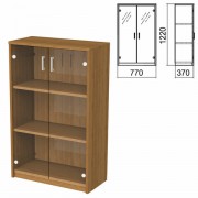 Шкаф закрытый со стеклом 'Арго', 770х370х1220 мм, орех (КОМПЛЕКТ)