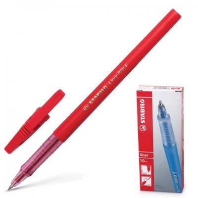 Ручка шариковая STABILO 'Liner', КРАСНАЯ, корпус красный, узел 0,7 мм, линия письма 0,3 мм, 808/40