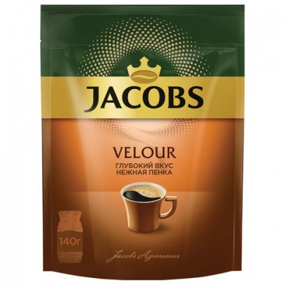 Кофе растворимый JACOBS 'Velour', сублимированный, 140 г, мягкая упаковка, 8051495