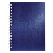 Блокнот МАЛЫЙ ФОРМАТ А6, 80 л., гребень, бумвинил 'METALLIC', клетка, HATBER, синий, 086311, 80ЗК6бвВ1гр