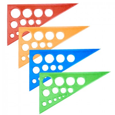 Треугольник пластиковый 30*19 см ПИФАГОР, с окружностями, прозрачный, цветной, ассорти, 210793