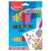 Карандаши цветные MAPED (Франция) 'Color Pep's', 36 цветов, трехгранные, заточенные, европодвес, 832017